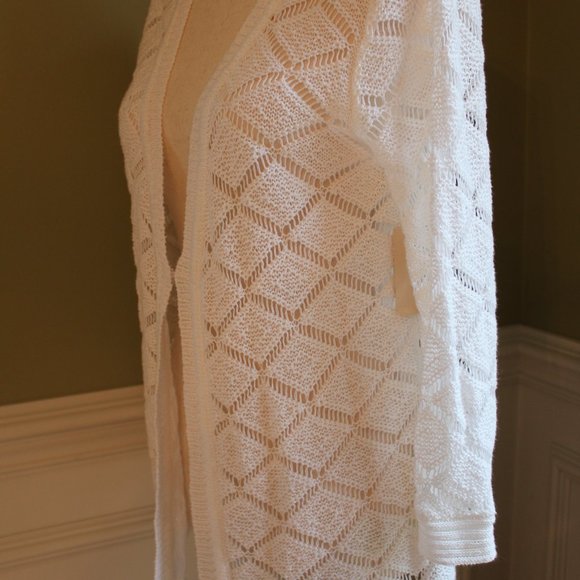 NWT Coldwater Creek Women's White Crochet Long-Sleeve Cardigan Size S/8 - Picture 4 of 11